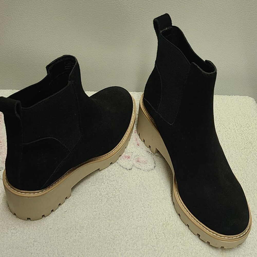 DOLCE VITA Suede Haddie Wedge Chelsea Boot in Black Women size 6.5M